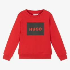 HUGO Boys Red Cotton Sweatshirt New