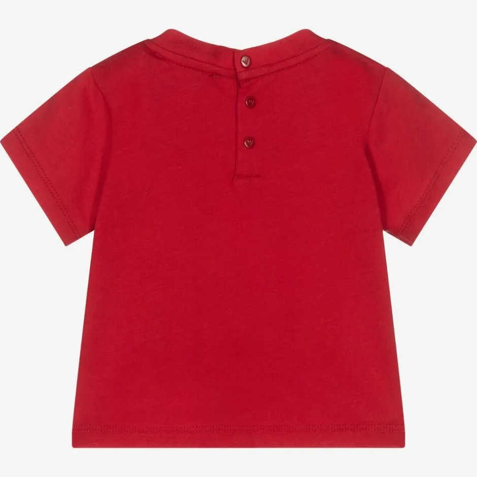 Emporio Armani Boys Red Cotton T-Shirt Sale