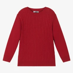 Dr. Kid Boys Red Knitted Cotton & Wool Sweater Hot