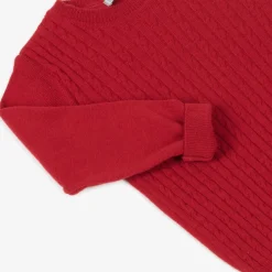 Dr. Kid Boys Red Knitted Cotton & Wool Sweater Hot