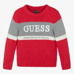 Guess Boys Red Knitted Jumper Outlet