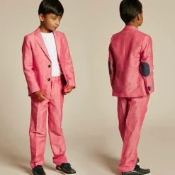 Romano Boys Red Linen Suit Online