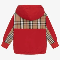 Burberry Boys Red Quarter-Zip Vintage Check Jacket Hot