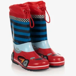 Playshoes Boys Red Race Car Rain Boots Discount