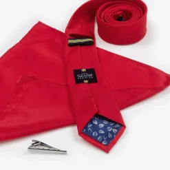 House of Cavani Boys Red Satin Tie Set Hot
