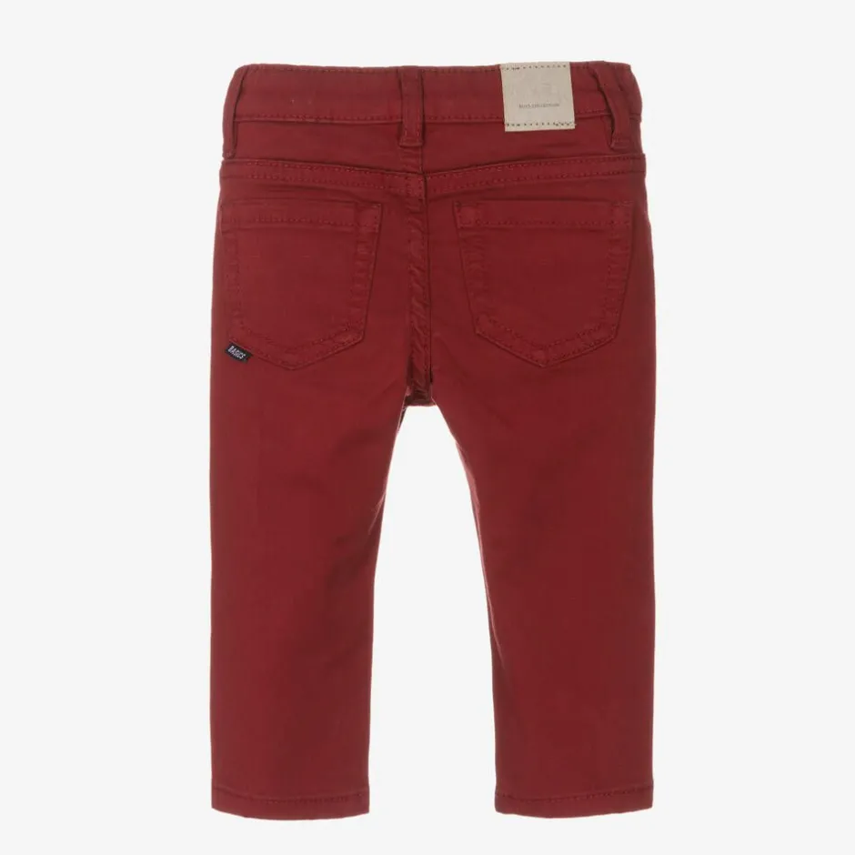 Mayoral Boys Red Slim Fit Cotton Trousers Discount