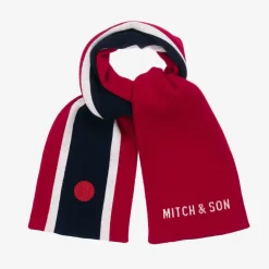 Mitch amp; Son Boys Red Striped Reversible Scarf (119cm) Hot
