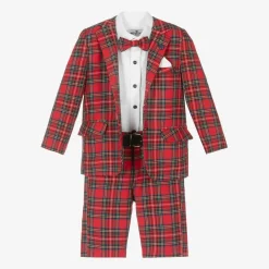 Beau KiD Boys Red Tartan Check Shorts Suit Best