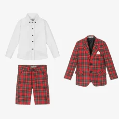 Beau KiD Boys Red Tartan Check Shorts Suit Best