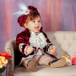 Andreeatex Boys Red Velvet & Satin Suit Discount