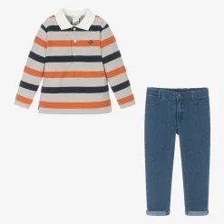 Tutto Piccolo Boys Striped Top & Blue Jeans Set Online