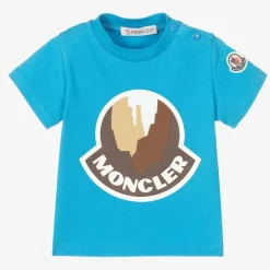 Moncler Enfant Boys Turquoise Blue Cotton T-Shirt Discount