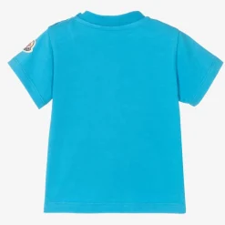 Moncler Enfant Boys Turquoise Blue Cotton T-Shirt Discount
