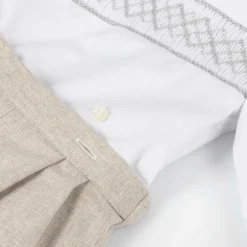 Kidiwi Boys White & Beige Cotton Buster Suit Hot