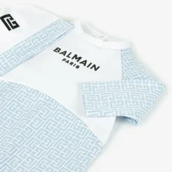 Balmain Boys White & Blue Cotton Babygrow Gift Set Online