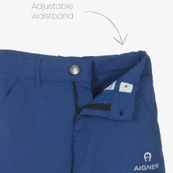 AIGNER Boys White & Blue Cotton Shorts Set Clearance