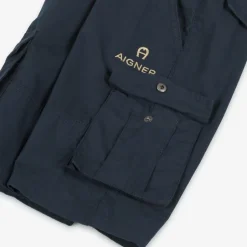 AIGNER Boys White & Blue Cotton Shorts Set Sale