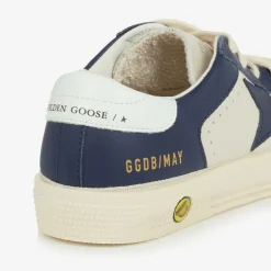 Golden Goose Boys White & Blue Leather May Trainers New