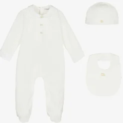 Dolce amp; Gabbana Boys White & Gold Cotton Babysuit Gift Set