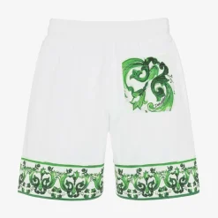 Dolce amp; Gabbana Boys White & Green Majolica Shorts Best