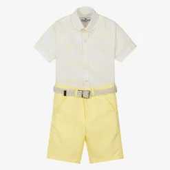 Beau KiD Boys White & Yellow Shorts Set