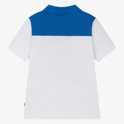 BOSS Boys White Colour Block Cotton Polo Shirt Online