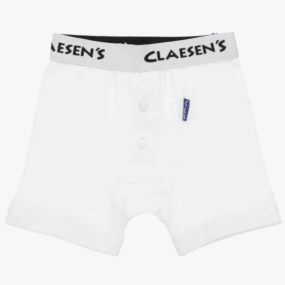 Claesens Boys White Cotton Boxer Shorts (2 Pack) Sale