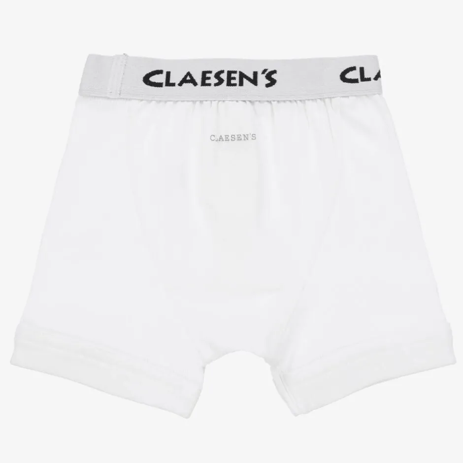 Claesens Boys White Cotton Boxer Shorts (2 Pack) Sale
