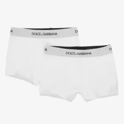 Dolce amp; Gabbana Boys White Cotton Boxers (2 Pack) Outlet