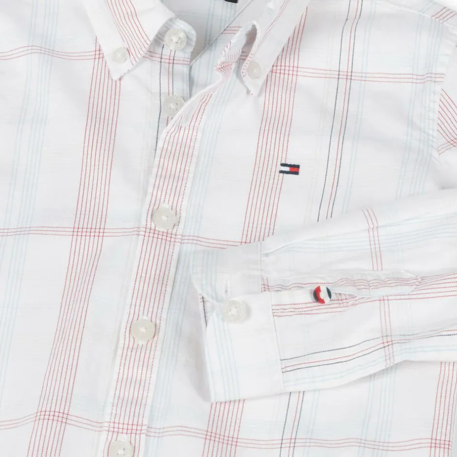 Tommy Hilfiger Boys White Cotton Checked Shirt Sale