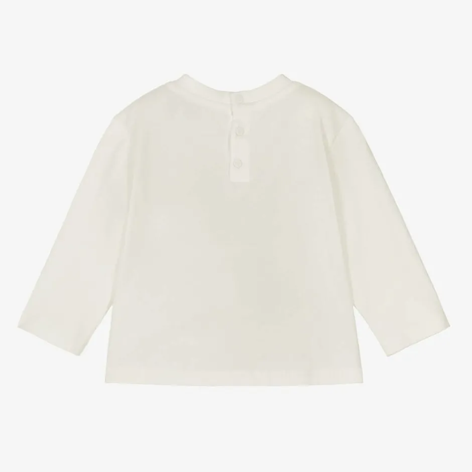 Emporio Armani Boys White Cotton Eagle Logo Top Clearance