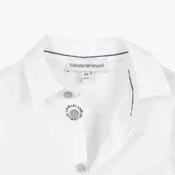 Emporio Armani Boys White Cotton Eagle Logo Shirt Outlet
