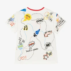 Dolce amp; Gabbana Boys White Cotton Graphic Print T-Shirt