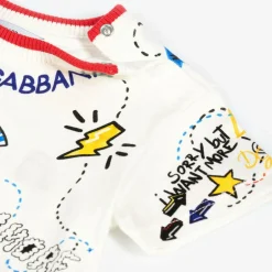 Dolce amp; Gabbana Boys White Cotton Graphic Print T-Shirt