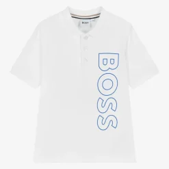 BOSS Boys White Cotton Polo Shirt New