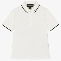 Emporio Armani Boys White Cotton Polo Shirt Discount