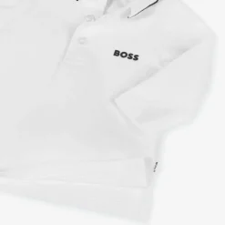 BOSS Boys White Cotton Polo Shirt New