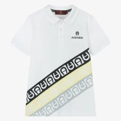 AIGNER Boys White Cotton Polo Shirt Hot