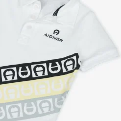 AIGNER Boys White Cotton Polo Shirt Hot