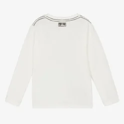 Boboli Boys White Cotton Slogan Monkey Top Clearance