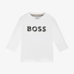 BOSS Boys White Cotton Top Clearance