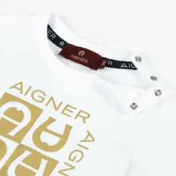 AIGNER Boys White Cotton T-Shirt Sale