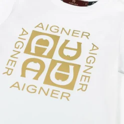 AIGNER Boys White Cotton T-Shirt Discount