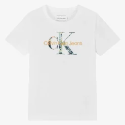 Calvin Klein Boys White Cotton T-Shirt Hot