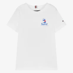 Tommy Hilfiger Boys White Cotton T-Shirt Clearance