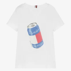Tommy Hilfiger Boys White Cotton T-Shirt Clearance