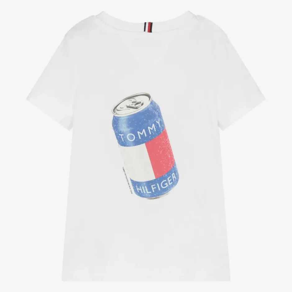 Tommy Hilfiger Boys White Cotton T-Shirt Clearance