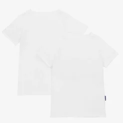 Claesens Boys White Cotton T-Shirt Vests (2 Pack) Outlet