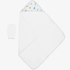 Kissy Kissy Boys White Dino Domain Hooded Towel & Mitt Set Online
