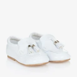 Sevva Boys White Faux Patent Leather Loafers